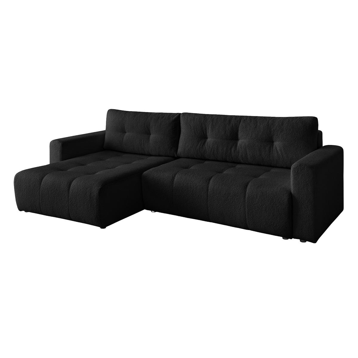 ECKSOFA WALONGO mit Schlaffunktion, Schwarz - Schwarz, Textil (261/143cm) - Fedve