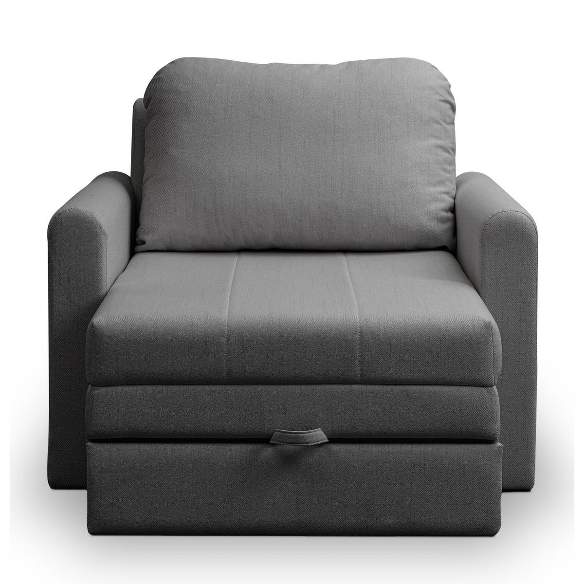 SCHLAFSESSEL Dejano Dunkelgrau 75x196 cm - Dunkelgrau/Schwarz, Holz/Textil (103/90/115cm) - Selsey