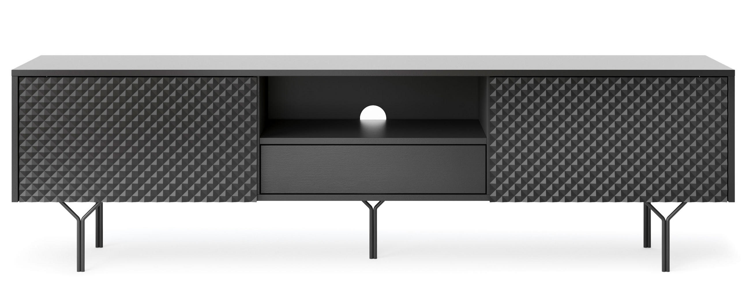Feldmann-Wohnen Lowboard Schwarz 180x51x38 cm