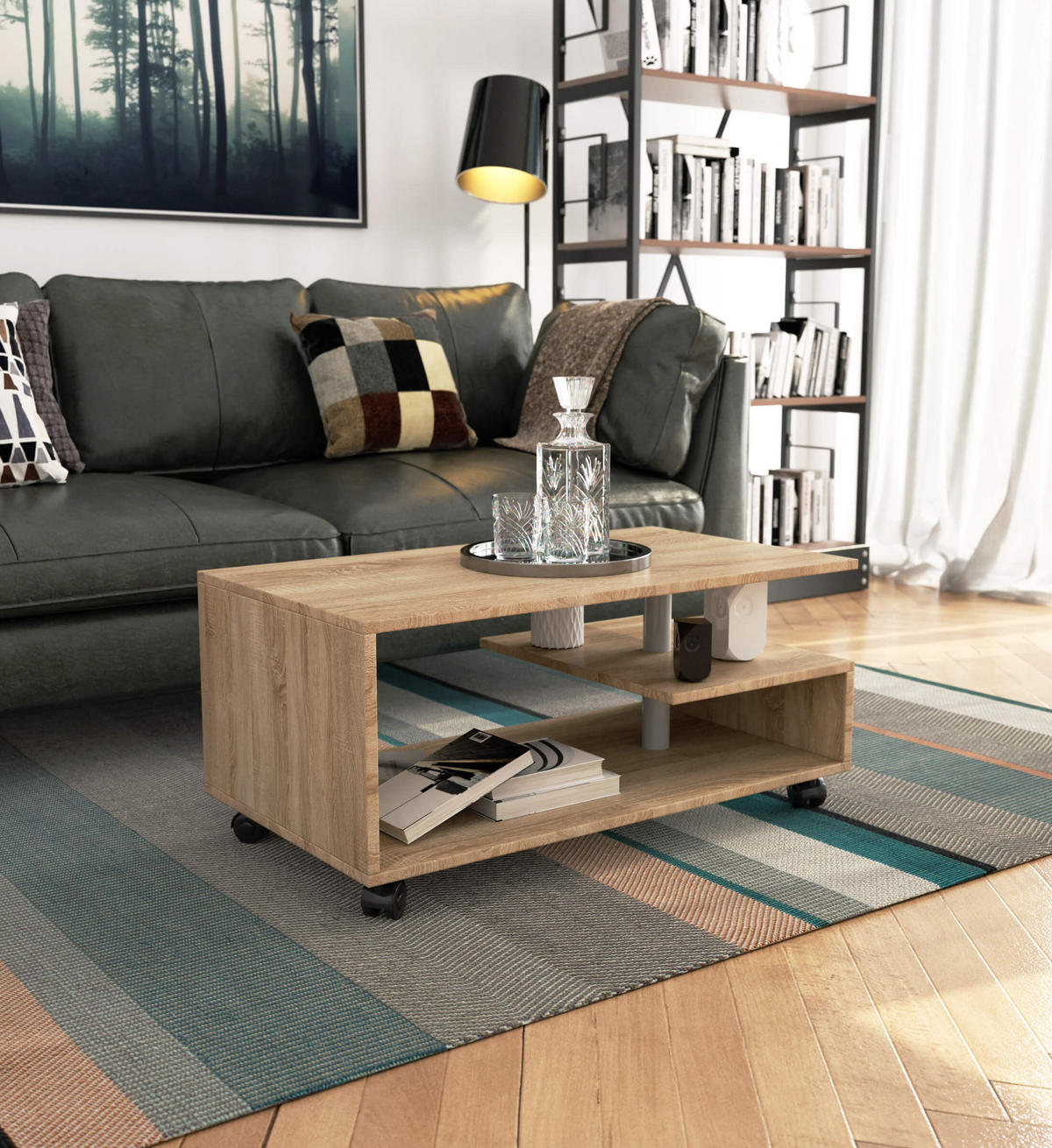 COUCHTISCH Rechteckig Sonoma Eiche 90/40/50 cm - Sonoma Eiche, Holzwerkstoff (50/90/40cm) - designimpex