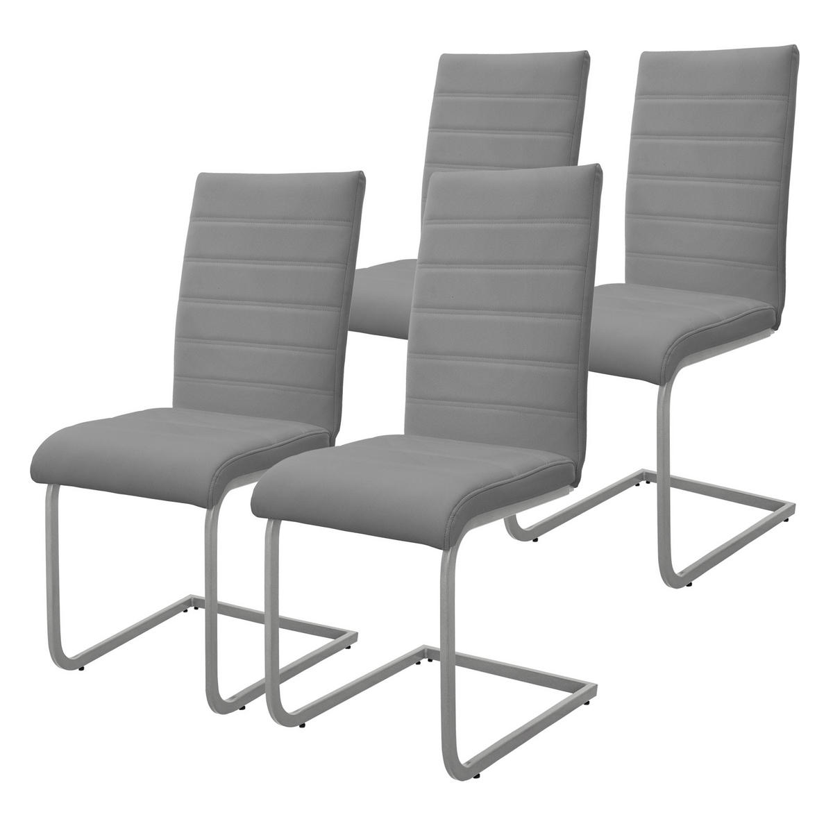 ESSZIMMERSTUHL grau 4er Set - Silberfarben/Grau, Metall (40/102/57cm) - ML-DESIGN
