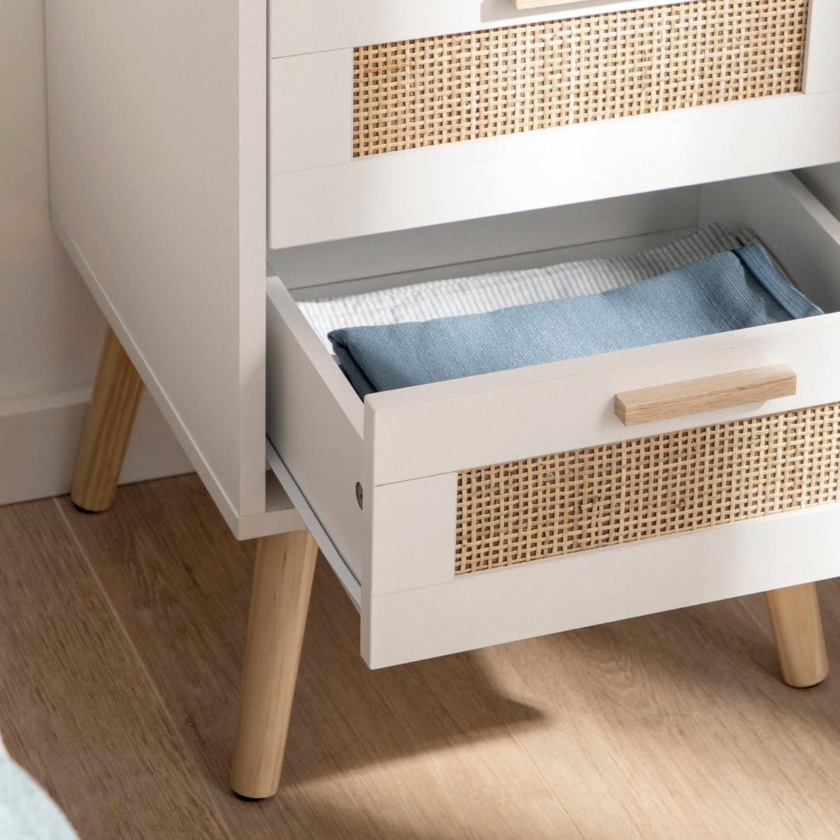 NACHTTISCH MIT 1 SCHUBLADE Tahiti Weiß 40 cm x 56 cm - Weiß, Holzwerkstoff (40/56/40cm)