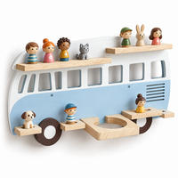 WANDREGAL Blau Busform für 25 Hörfiguren - Blau, Holz (62/32/13cm) - Relaxdays