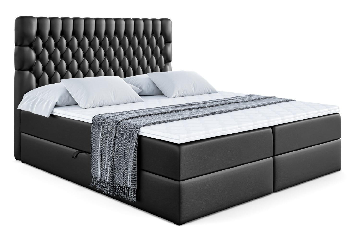Altdecor Boxbett Schwarz Hochglanz 180x200 cm