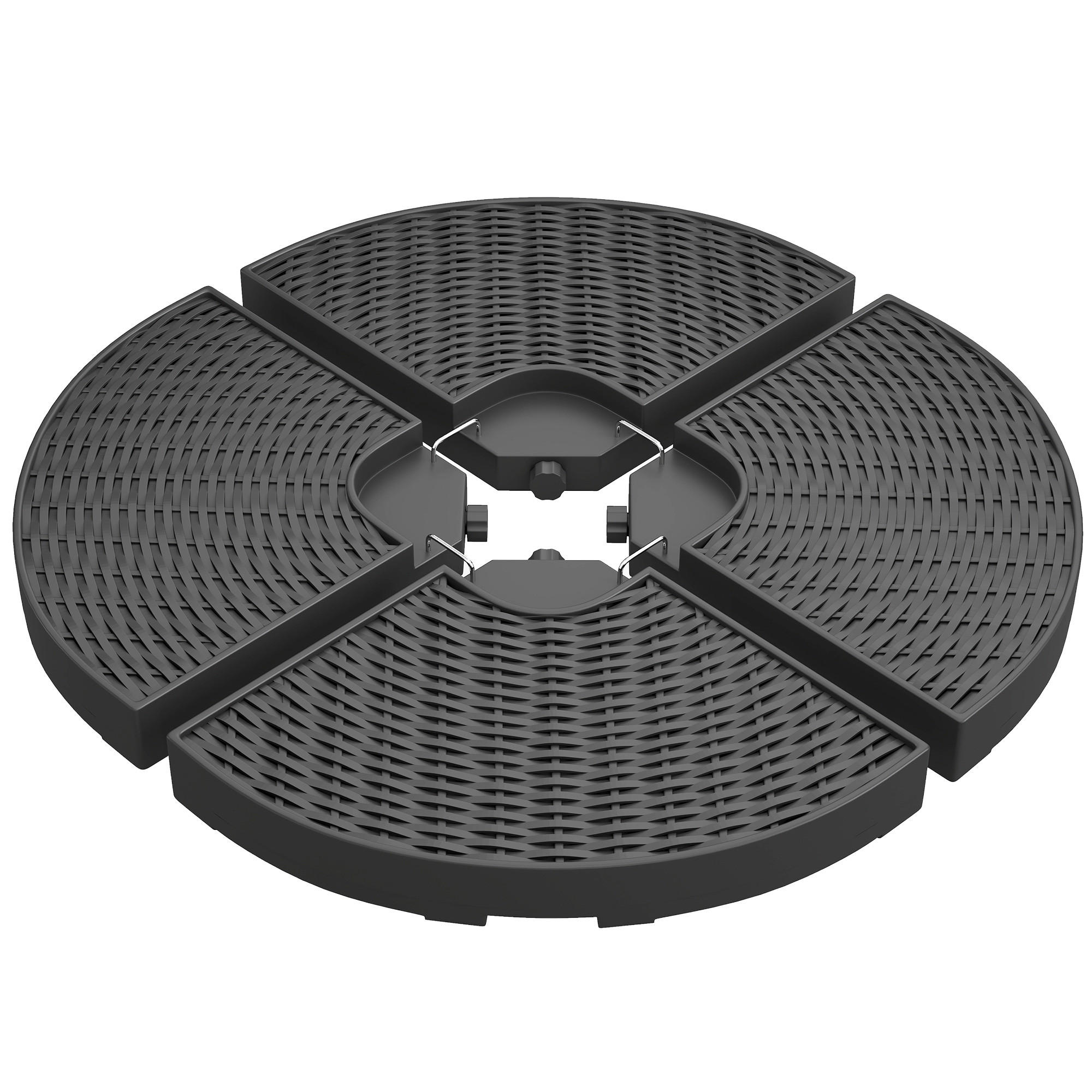 SONNENSCHIRMGEWICHT wetterfest, mit 52 kg Wasser oder 68 kg Sand befüllbar, HDPE, Schwarz - Schwarz, Kunststoff (100/100cm) - Outsunny