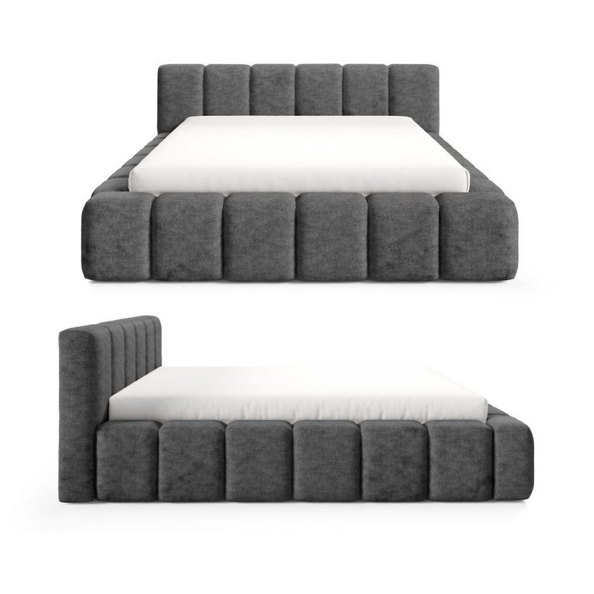 POLSTERBETT KALLA Premium 160x200 cm mit Bettkasten – PERFECT HARMONY 90 - Dunkelgrau, Holz - Dekori_Interiors