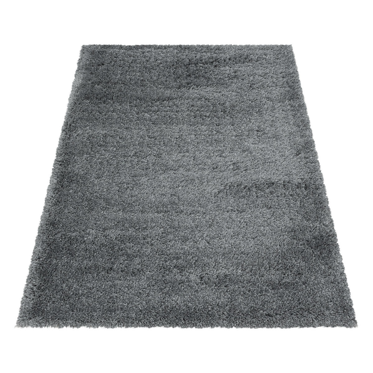 TEPPICH Hochflor Shaggy Uni Style Polypropylen Wohnzimmer Hellgrau Rechteckig 140x200 - Hellgrau, Textil (140/200cm) - KADIMA DESIGN