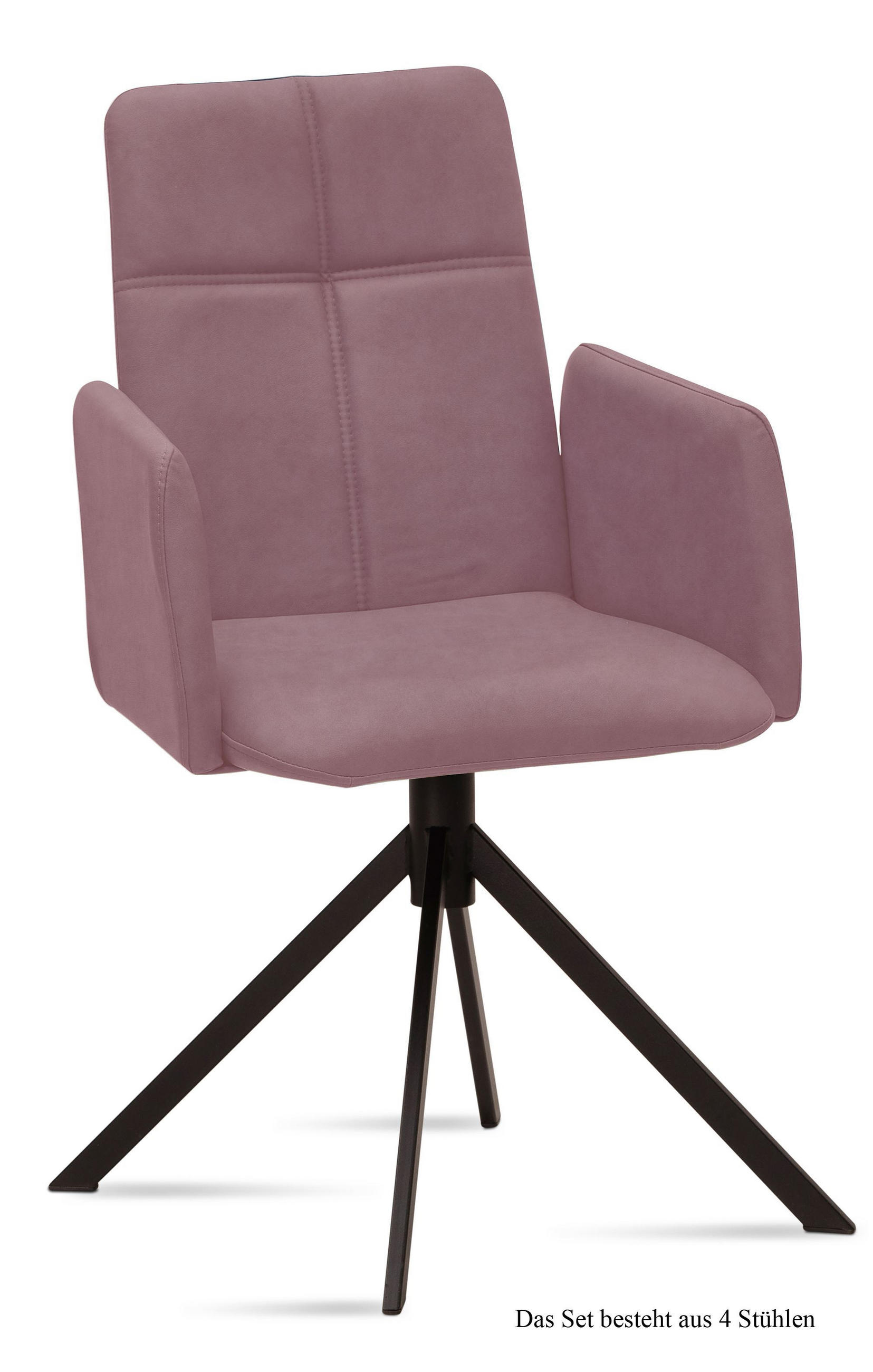ARMLEHNSTUHL (4er-Set) Druci 52x92x60 Schwarz/Rosewood - Dunkelrosa/Schwarz, Kunststoff (60/92/52cm) - 58aufmkessel