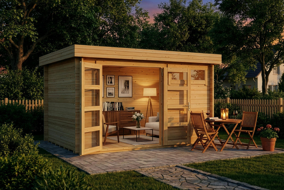 GARTENHAUS Leandro - Naturfarben, Holz (394/217/268cm) - Alpholz