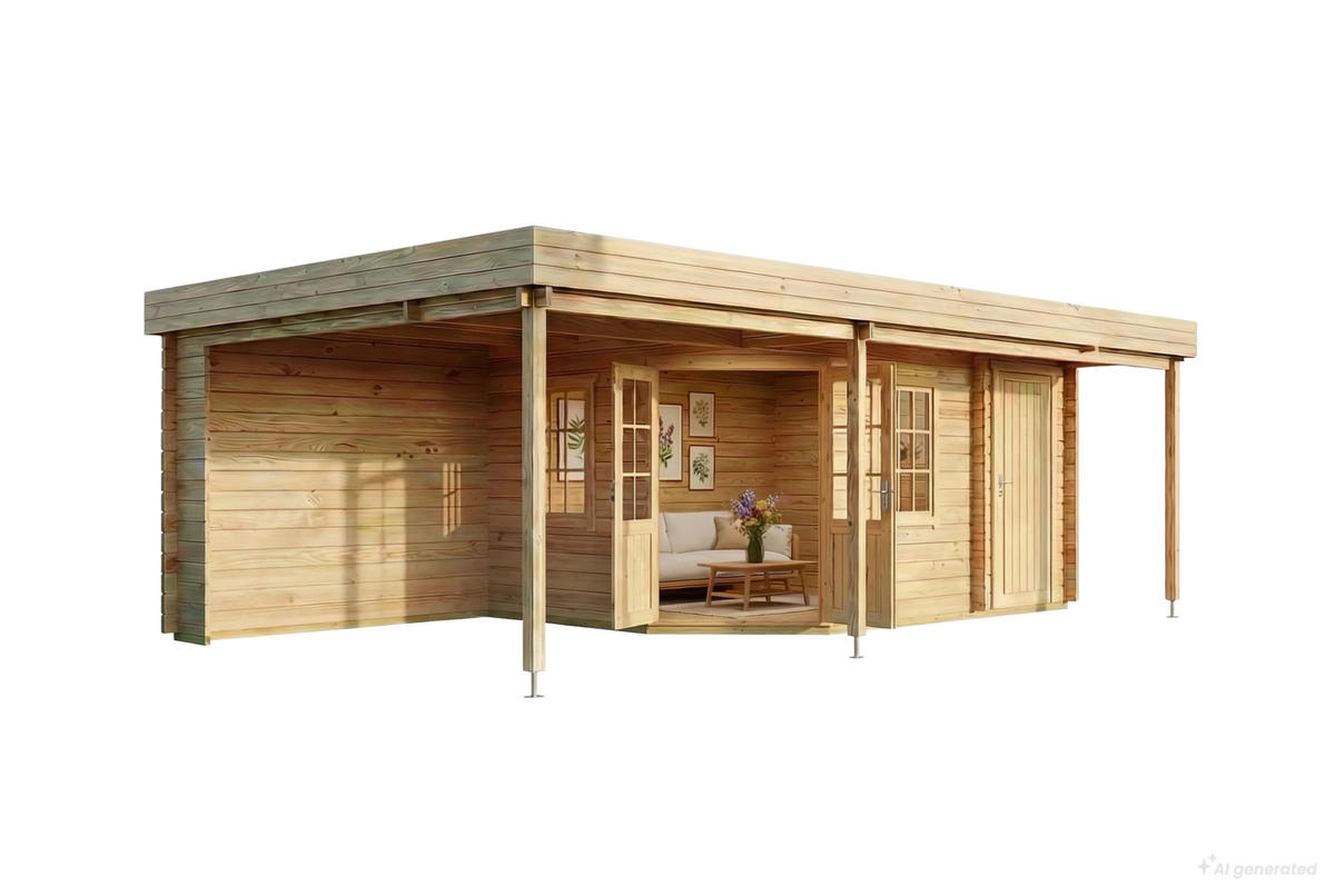 GARTENHAUS Holz Johanna - Naturfarben, Holz (718/228/420cm) - Alpholz