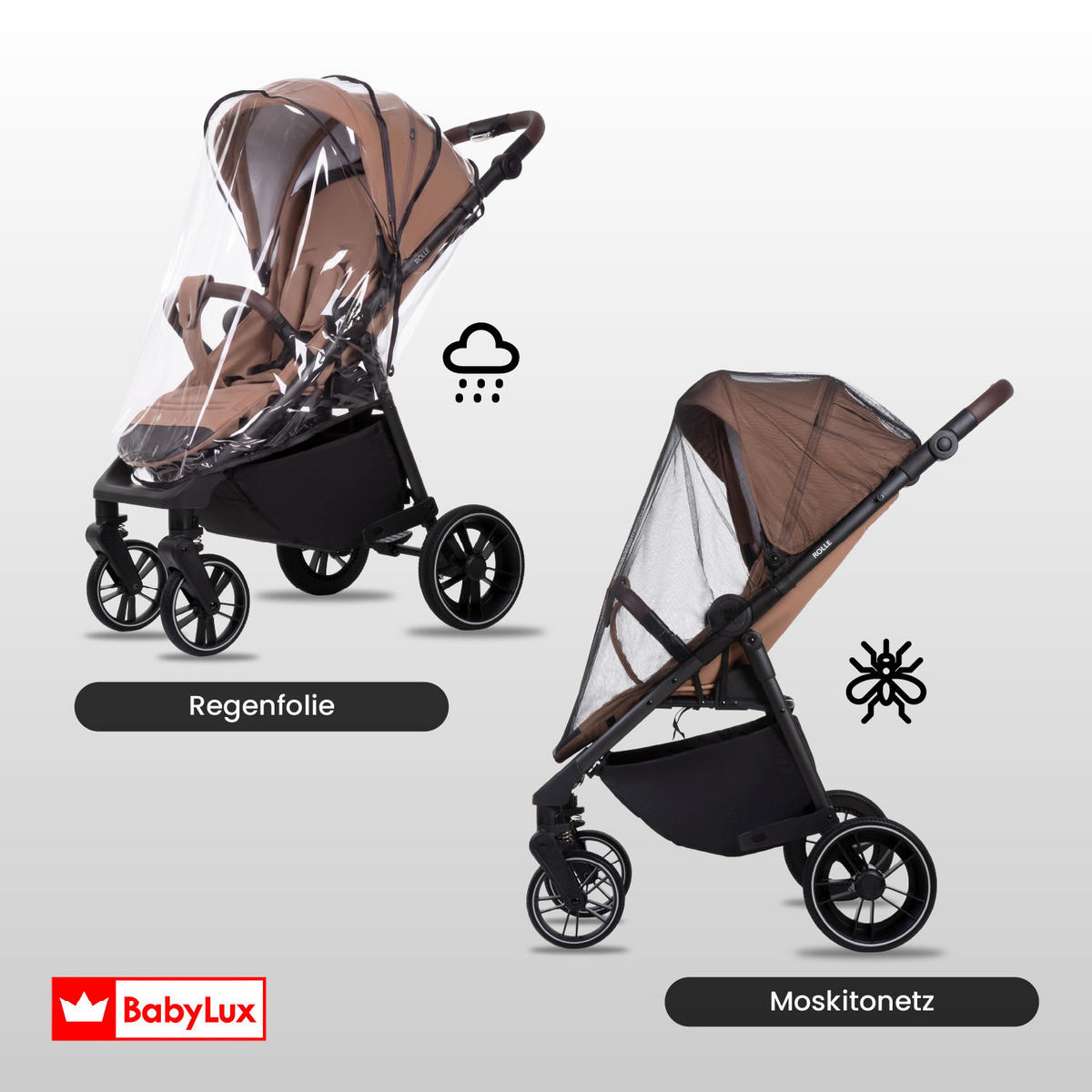 BUGGY Rolle, Klein und Leicht, Teleskopische Führung, Kompakt Faltbar, Wickeltasche, Reisetasche - Jadegrün/Schwarz, Textil/Metall (58/99cm) - BabyLux