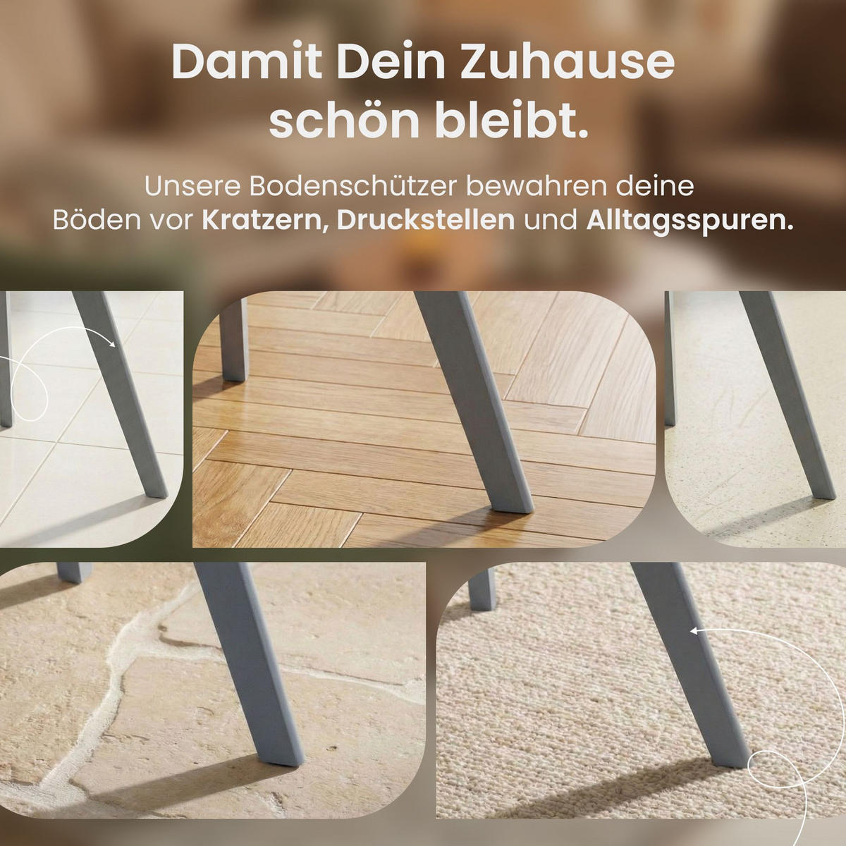 STUHL 4er Set Kunststoff grau/grau - Eukalyptusholzfarben/Grau, Holz/Kunststoff (49/83/50cm) - CLP