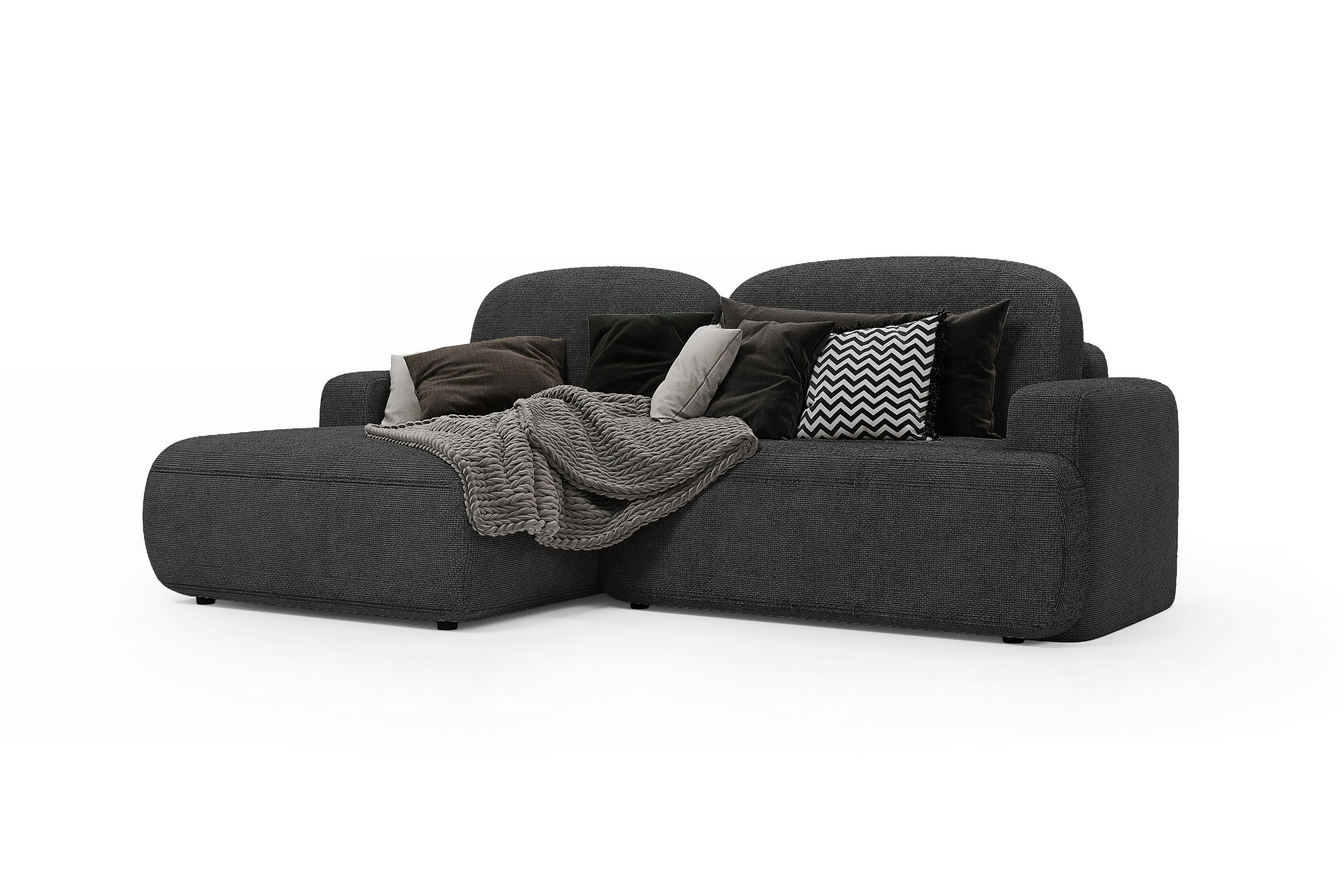 ECKSOFA WARM links 246x176 cm mit Schlaffunktion und Bettkasten – Anthrazit - Anthrazit, Kunststoff/Textil (176/246cm) - MebleHot