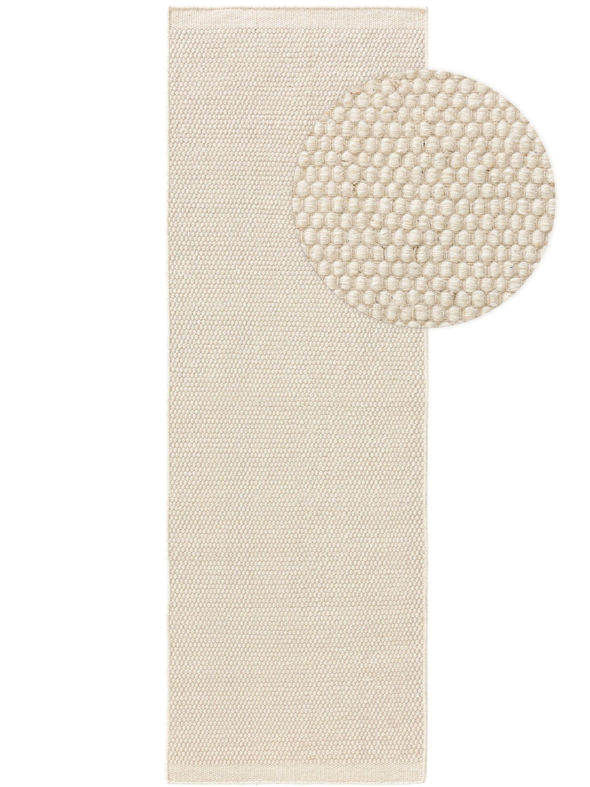 WOLLTEPPICH-LÄUFER Rocco Weiß 70x200 cm - Weiß, Textil (70/200cm) - benuta Pure