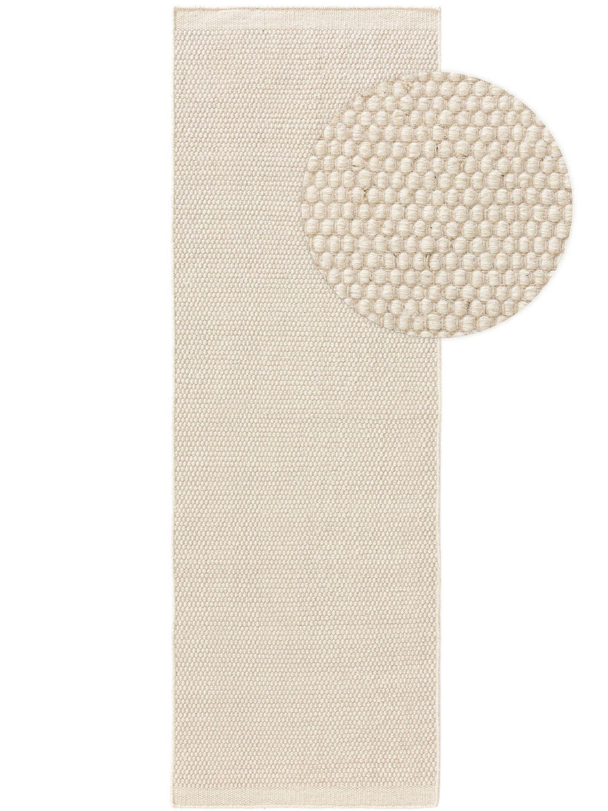 WOLLTEPPICH-LÄUFER Rocco Weiß 70x200 cm - Weiß, Textil (70/200cm) - benuta Pure