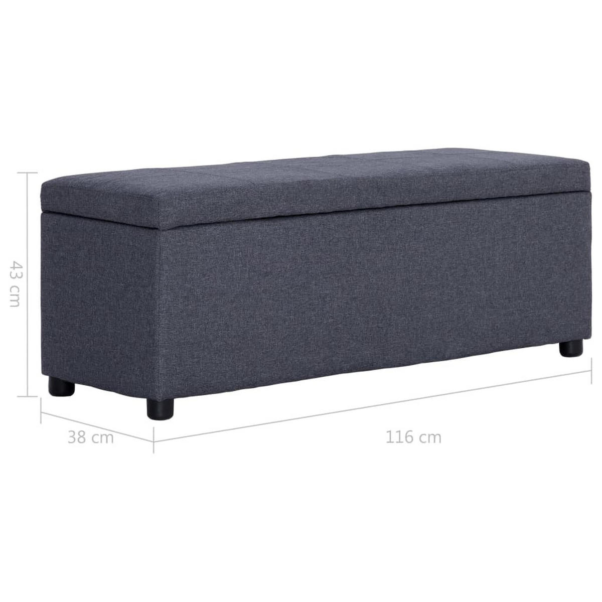 BANK Mit Staufach 116 Cm Dunkelgrau Polyester - Grau, Textil (38/43/116cm) - vidaXL