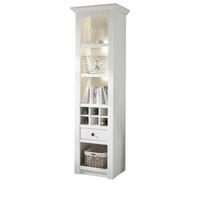 REGAL weiß Pinie 58 x 207 cm Landhaus, Vitrine mit Weinregal - Schwarz/Weiß, Holzwerkstoff/Metall (58/207/45cm) - Furn.Design