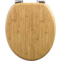 WC SITZ mit Absenkautomatik, MDF Holzkern, Antibakteriell - Hellbraun, Holzwerkstoff (37/2.5/43cm) - Woltu