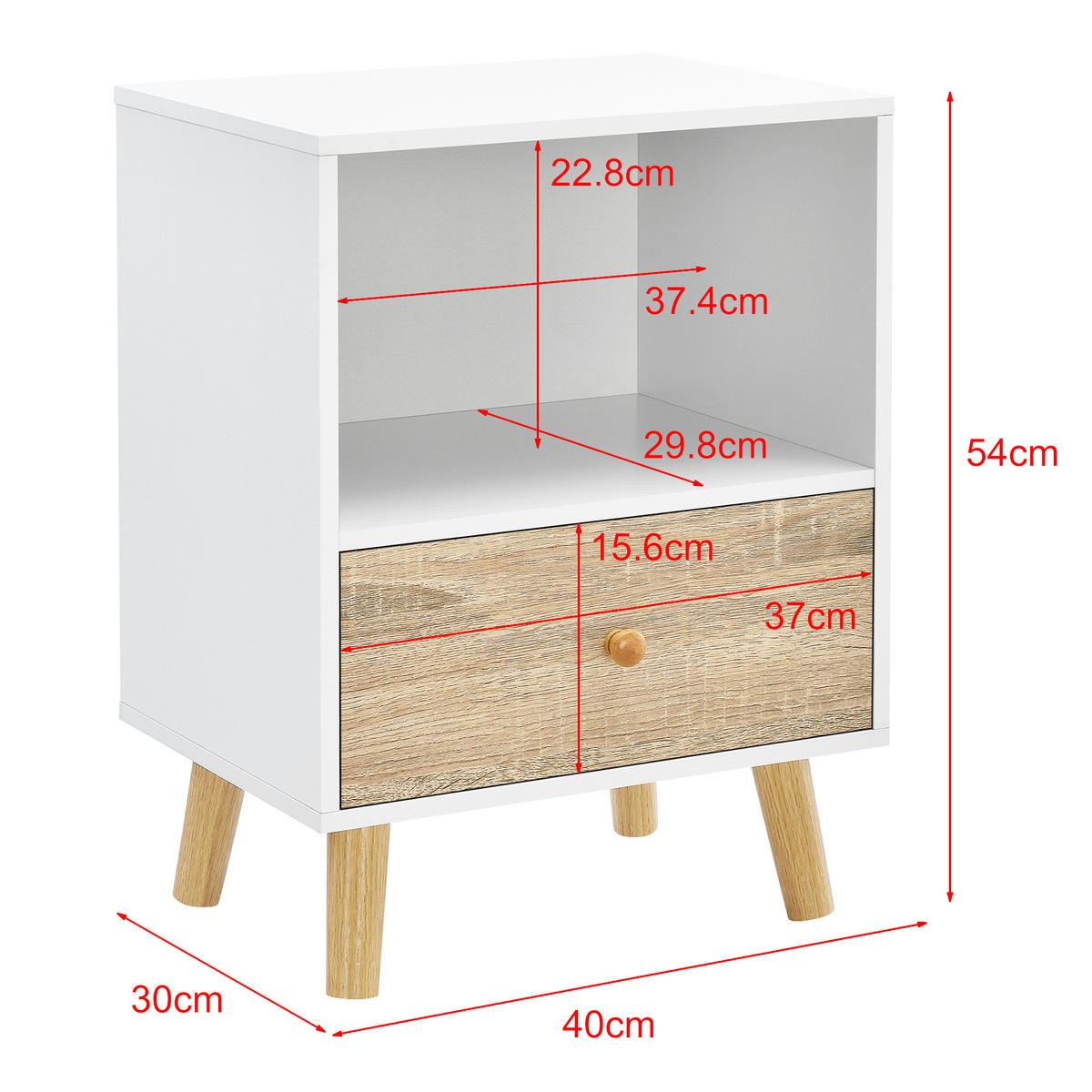 BEISTELLTISCH-SET 2 TLG. Sundsvall - Eichefarben/Weiß, Holz/Holzwerkstoff (30/40/54cm) - [en.casa]