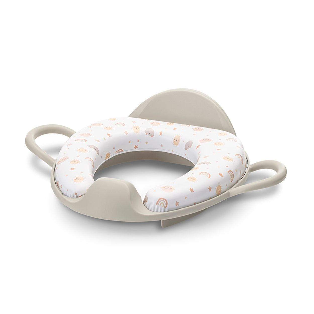 TOILETTENTRAINER 1013070 beige Toilettenaufsatz, Rückenlehne, Seitengriffe, abnehmbares Sitzkissen - Beige, Kunststoff (34/41.5cm) - Lorelli