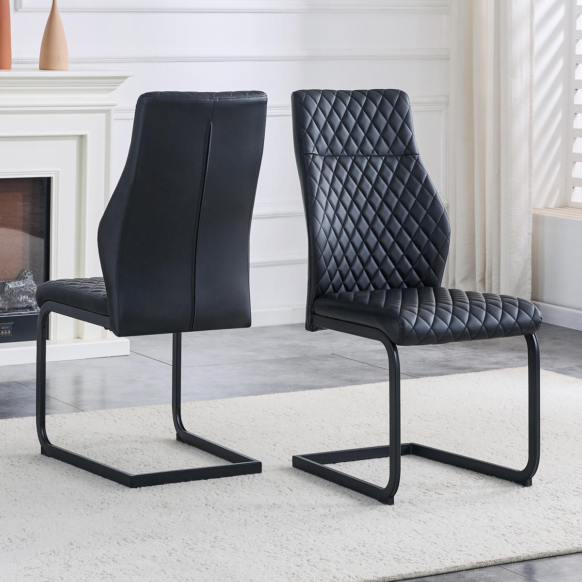 SCHWINGSTUHL DE-36569 2er-Set mit PU-Bezug und Metallrahmen Schwarz - Schwarz, Metall (63/100/43cm) - ComfortXL