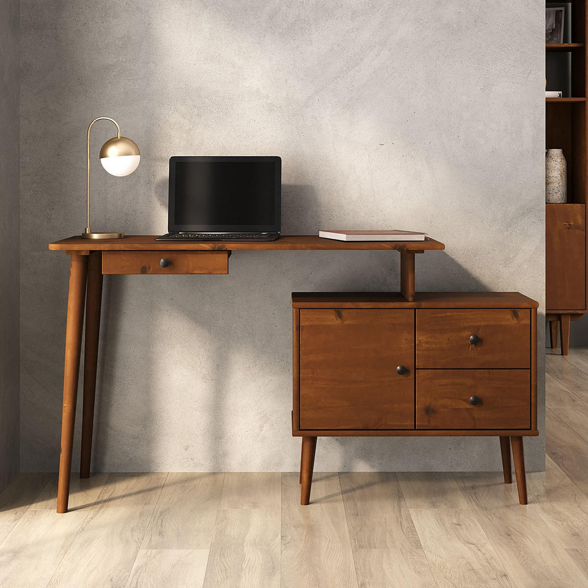 SCHREIBTISCH ANGOLO Kastanie - Kastanienfarben, Holzwerkstoff (35/35/85cm) - IDIMEX