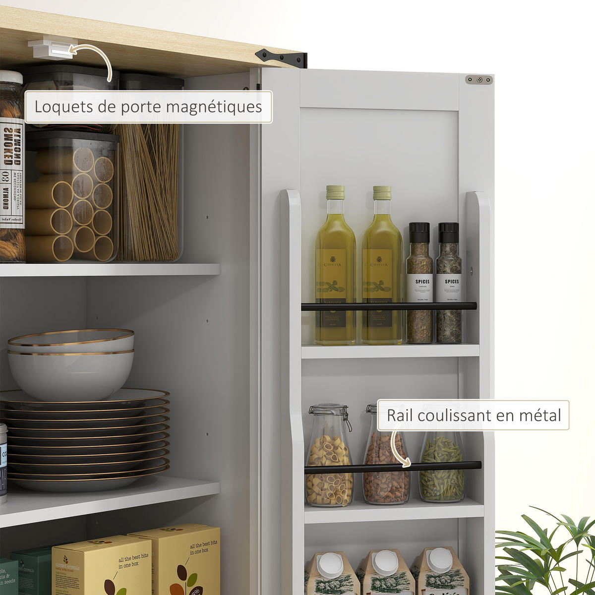 HIGHBOARD DE-11095 4 Türen & Schublade mit verstellbaren Böden Weiß - Weiß, Holzwerkstoff (40/181/76.5cm) - ComfortXL