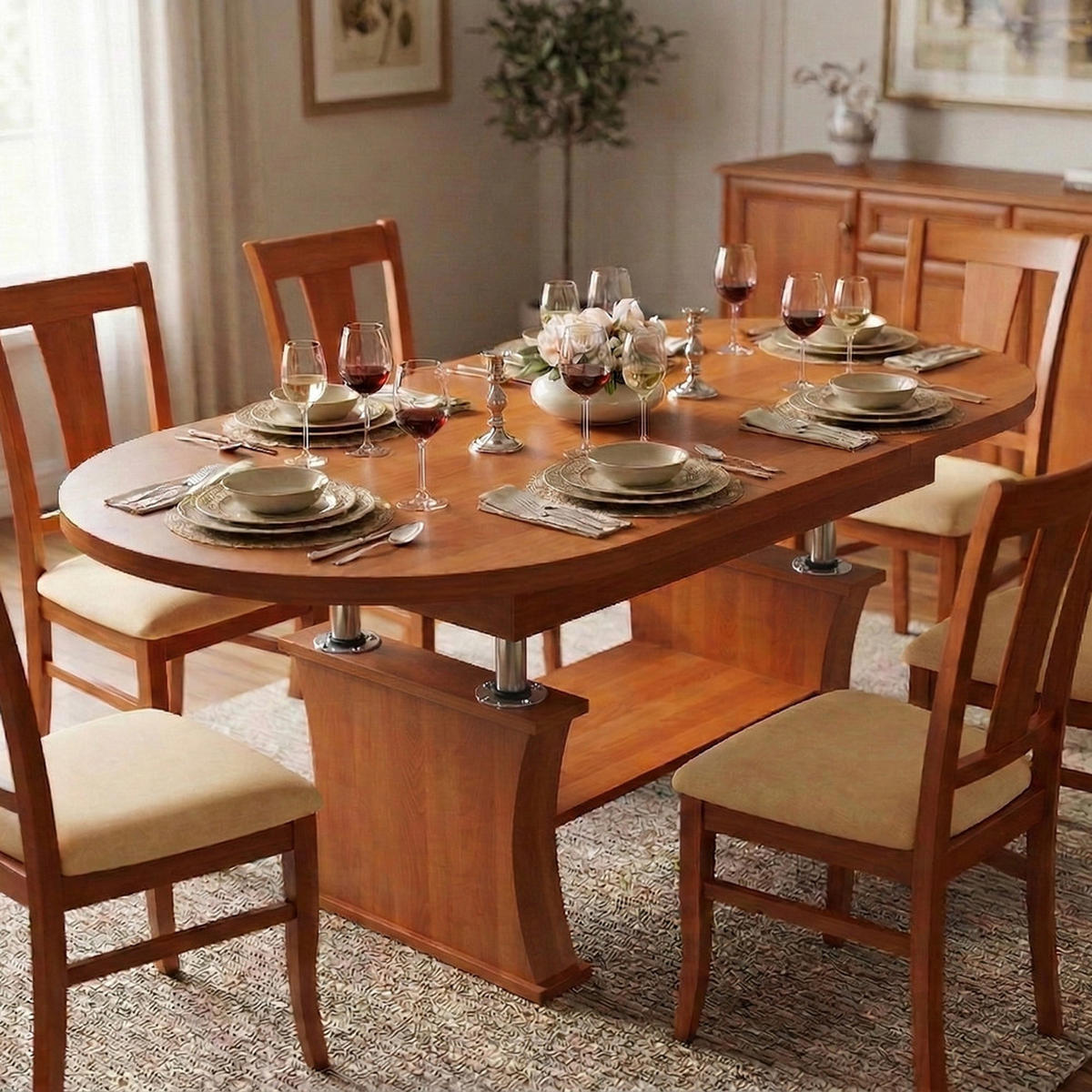 COUCHTISCH oval ausziehbar höhenverstellbar Ablage 130/80/60 cm - Erlefarben, Holzwerkstoff (80/130/60cm) - designimpex