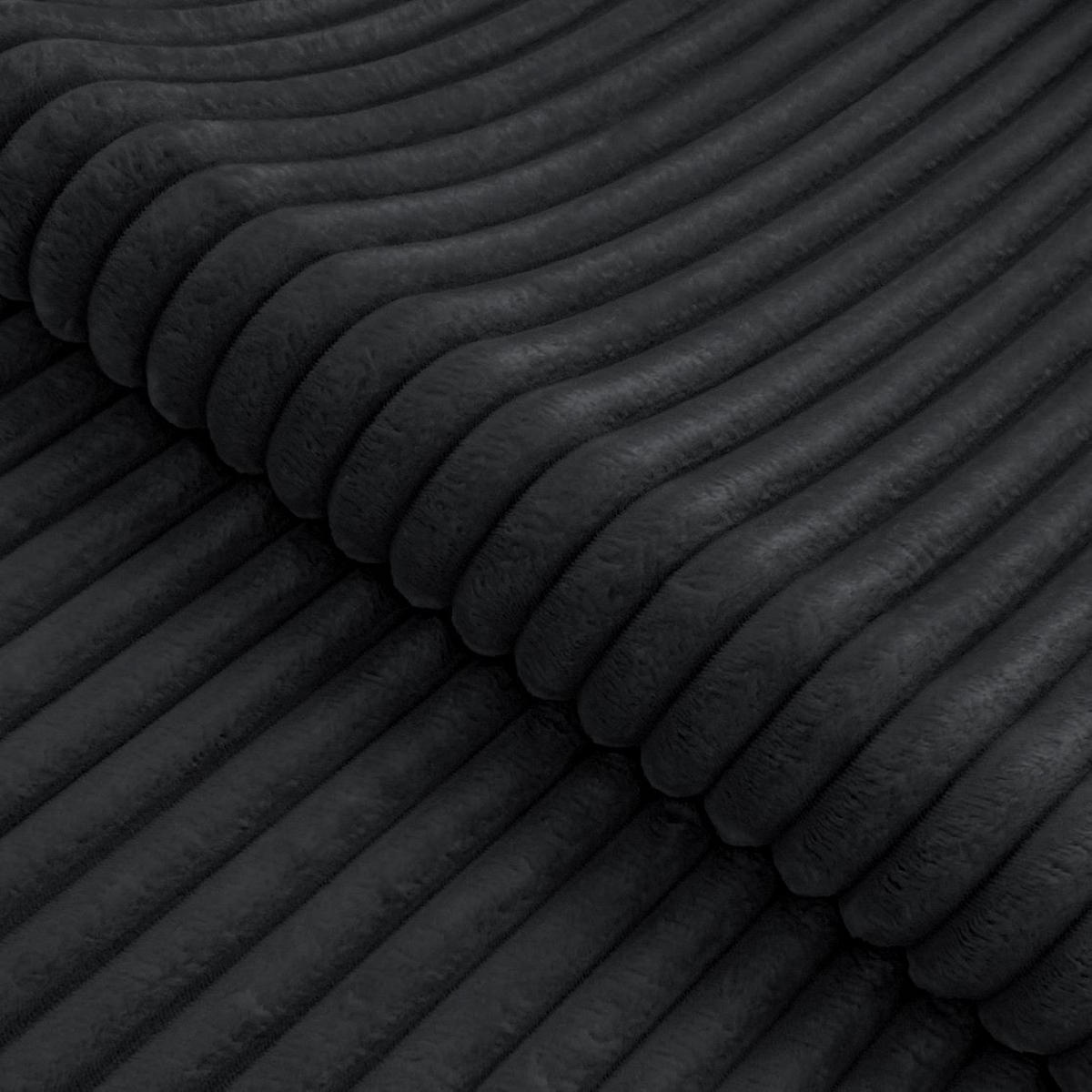 ECKSOFA Wolke mit tiefer Sitzfläche, Schlaffunktion und praktischem Bettkasten aus weichem Schwarz Cordstoff - Schwarz, Holz/Kunststoff (162/225cm) - S-Style