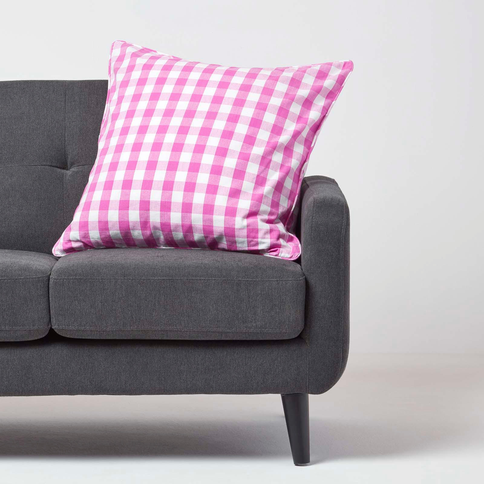 KISSENHÜLLE Karo-Muster 60/60 cm, 100% Baumwolle - Rosa, Textil (60/60cm) - Homescapes