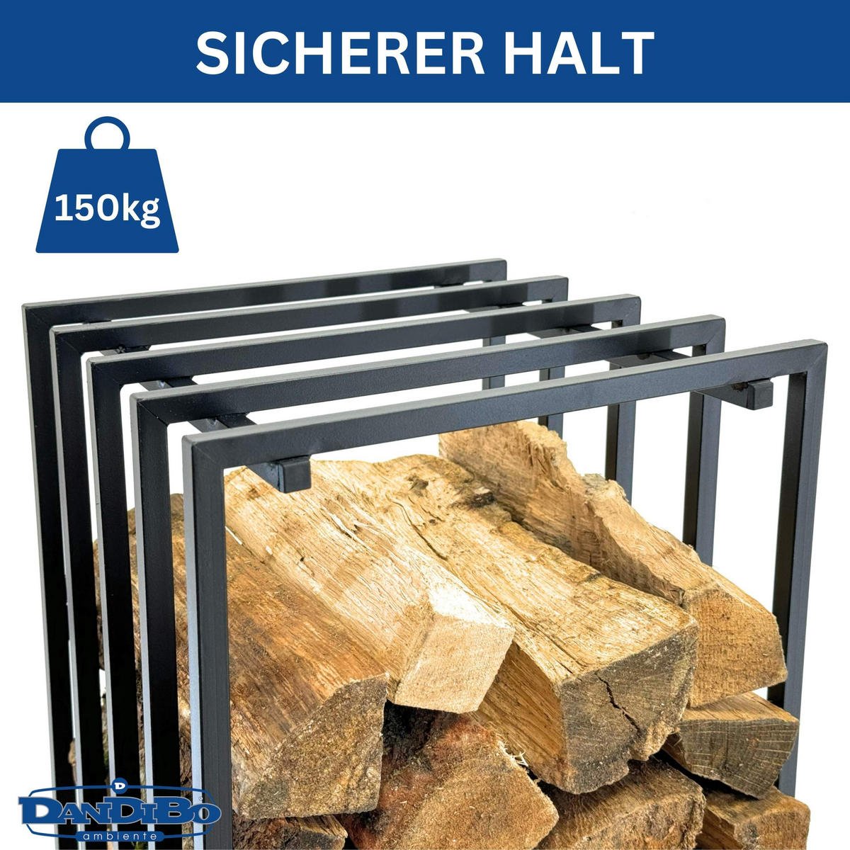 KAMINHOLZREGAL Innen Metall Schwarz - Schwarz, Metall (30/92/40cm) - DanDiBo