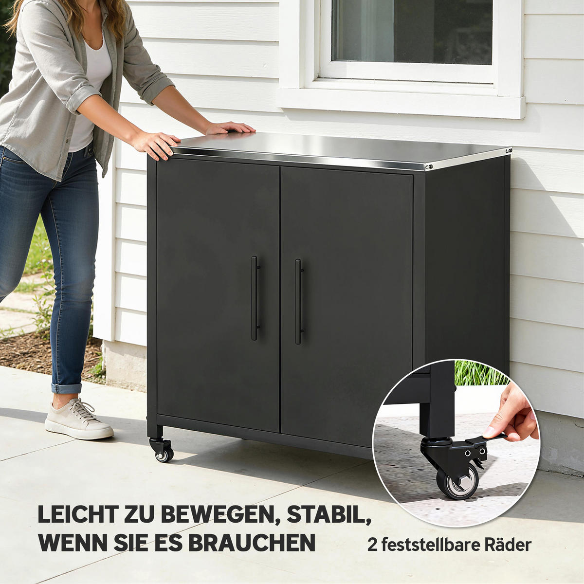PFLANZTISCH mit Stauraum 80/50/90 cm - Schwarz, Metall (50/90/80cm) - Outsunny