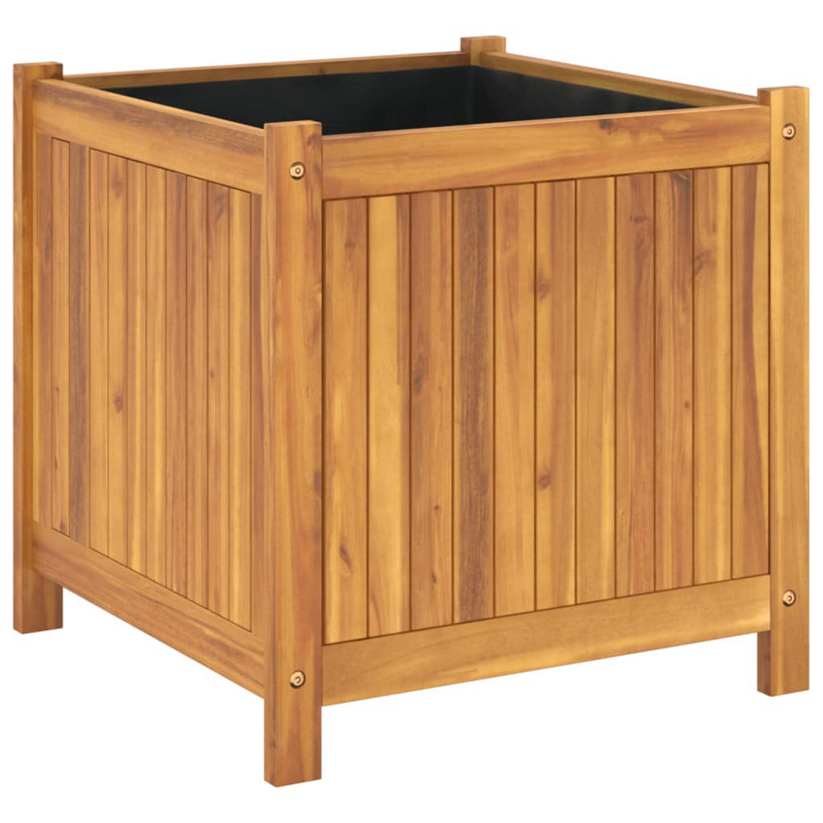 PFLANZKÜBEL Mit Einlage 50/50/50 Cm Massivholz Akazie - Braun, Holz (50/50/50cm) - vidaXL