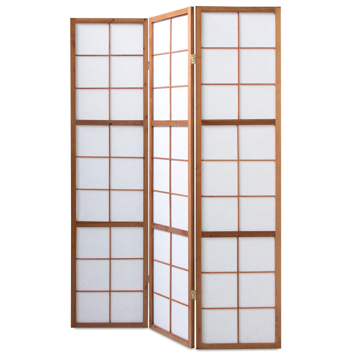 PARAVENT 3-tlg. 132/175 cm Braun Shoji - Braun, Holz (132/175/2cm) - Homestyle4u