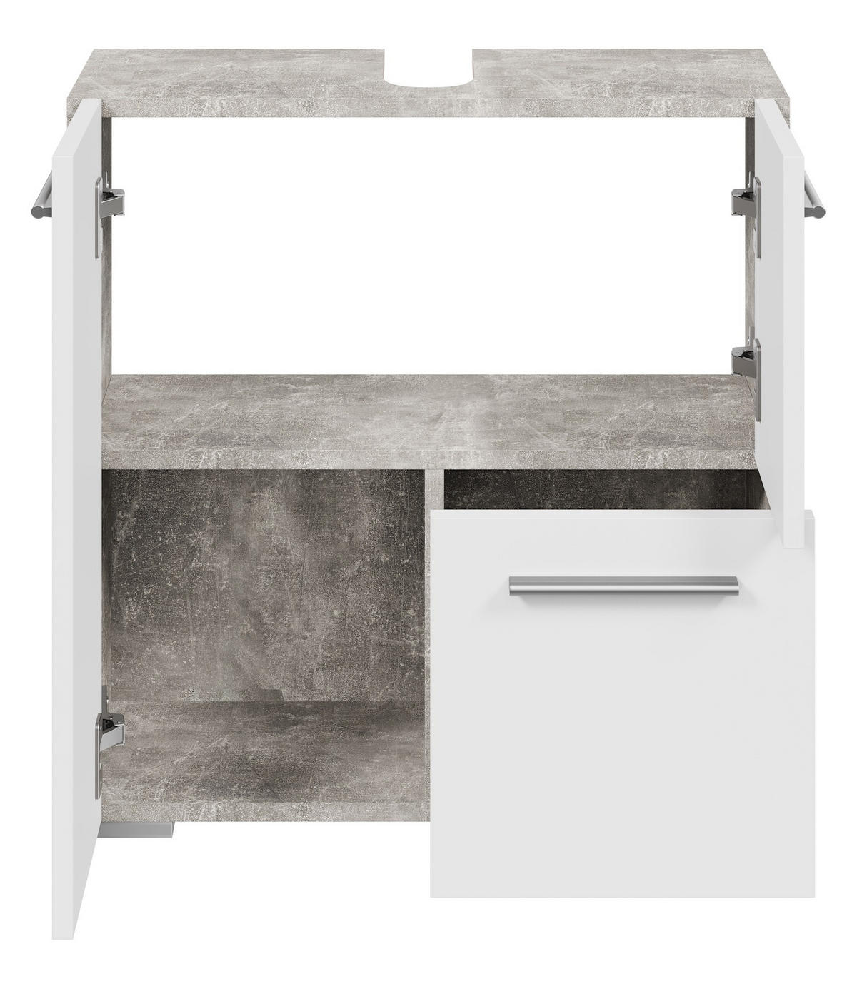 WASCHBECKENUNTERSCHRANK Mars Beton Grau / Weiß - 60 x 30 x 60 cm - Weiß/Grau, Holz (60/60/30cm) - Badplaats