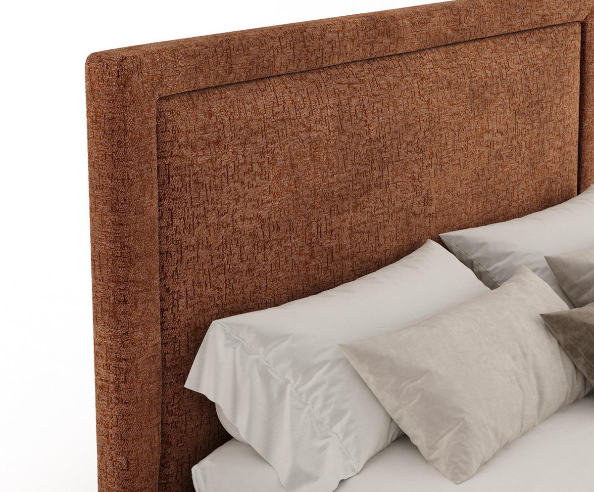 POLSTERBETT Ordina Dunkelorange 160/200 cm im Chenille-Stoff - Silberfarben/Dunkelorange, Holz/Holzwerkstoff (160/200cm) - Maison de Reve