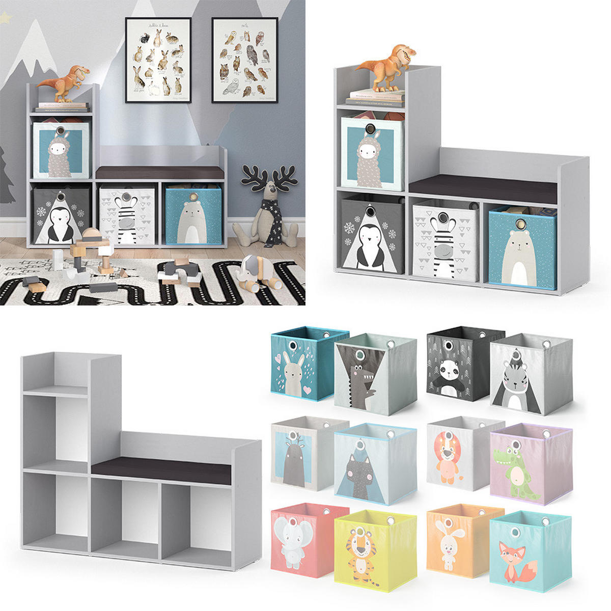 DĚTSKÁ POLICE Luigi Šedá - šedá, kompozitní dřevo (107.2/88.6/30.9cm) - Vicco