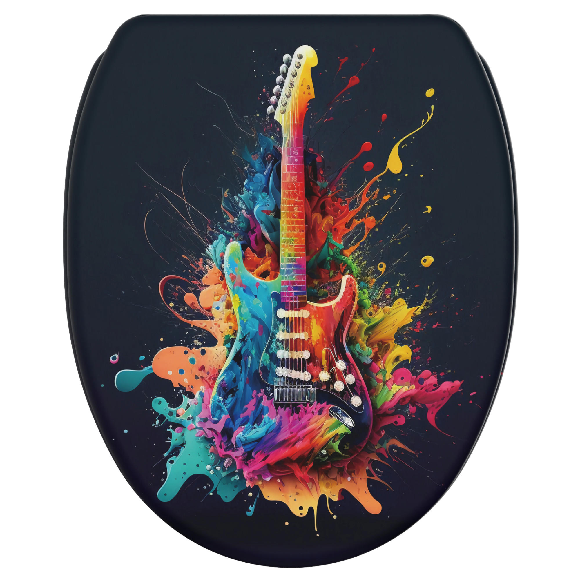 WC-SITZ mit Absenkautomatik & Top Fix Guitar - Schwarz, Holzwerkstoff (37.7/5.5/48cm) - Sanilo