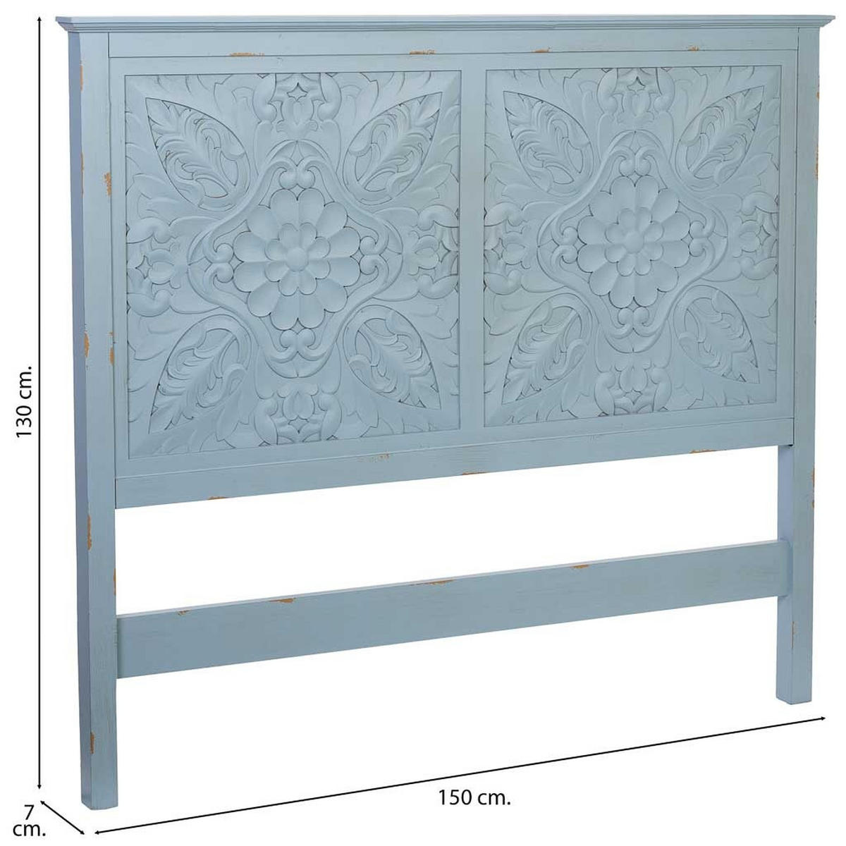 KOPFTEIL aus Holz, blau, 150x7x130cm - Blau, Holz (150/130/7cm) - Wanderlust