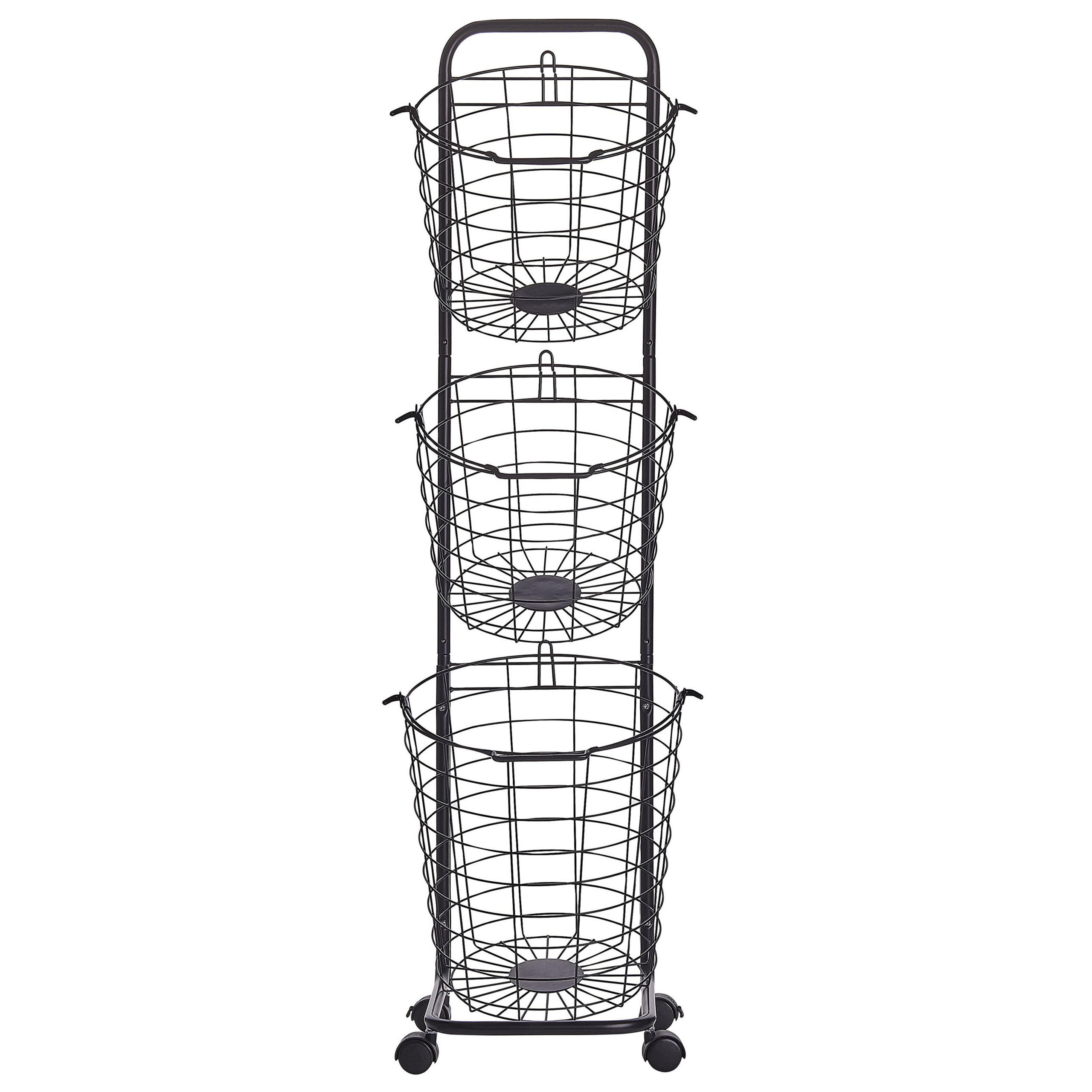 KORBSTÄNDER schwarz im 3er Set Ayapal - Schwarz, Metall (37/123/37cm) - Beliani