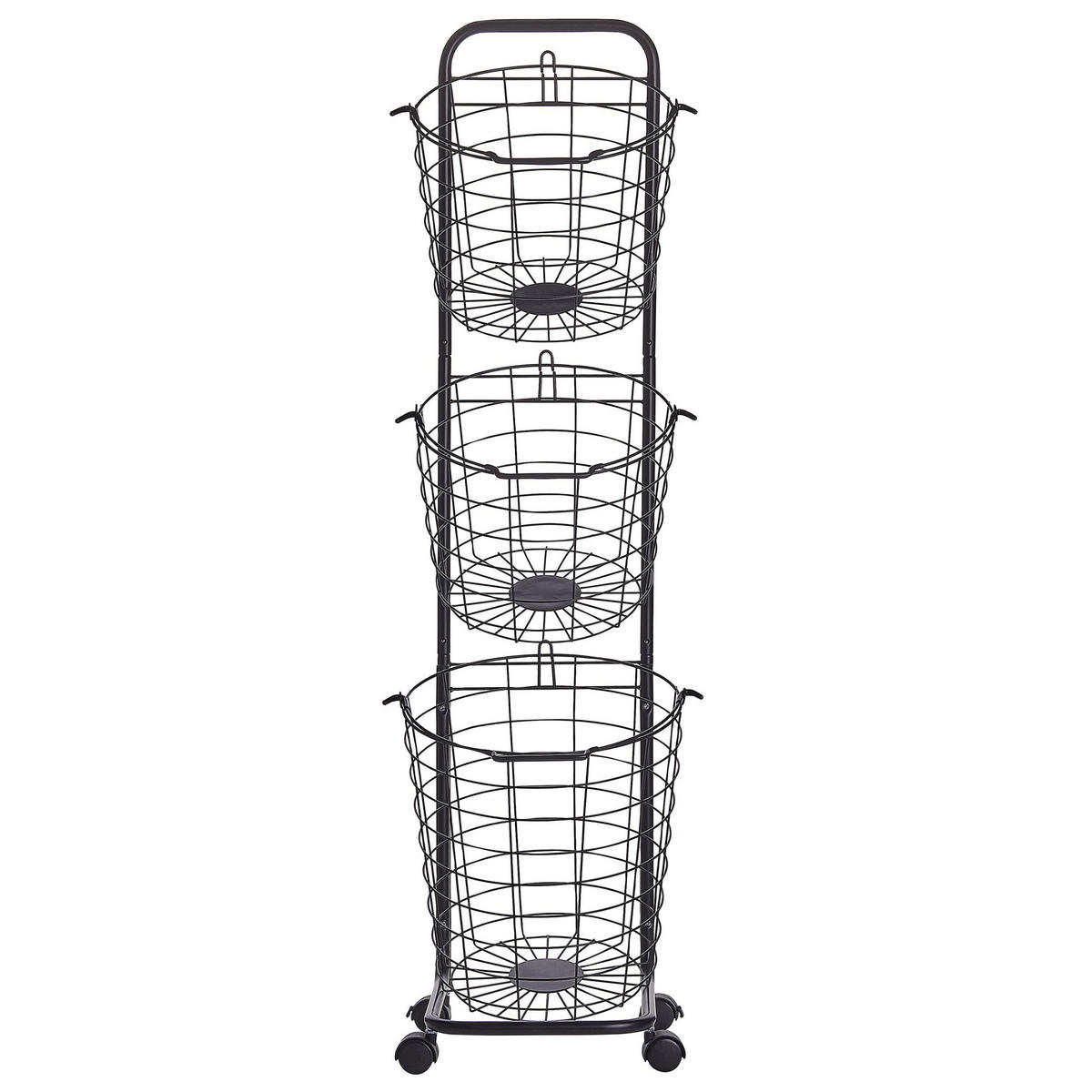KORBSTÄNDER schwarz im 3er Set Ayapal - Schwarz, Metall (37/123/37cm) - Beliani