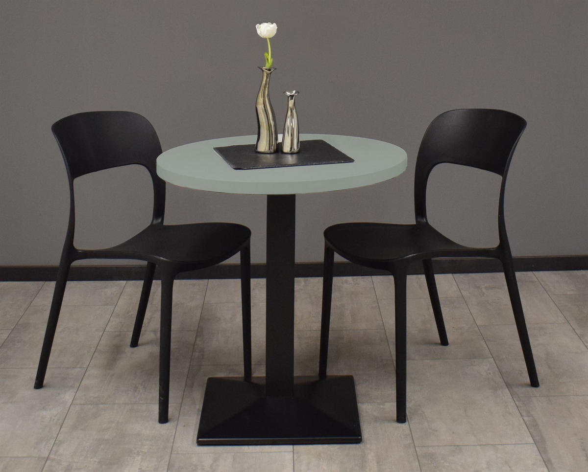 BARTISCH rund Elanur 70 cm schwarz matt/Pinie green matt lack - Grün, Metall (70/70/75cm) - 58aufmkessel