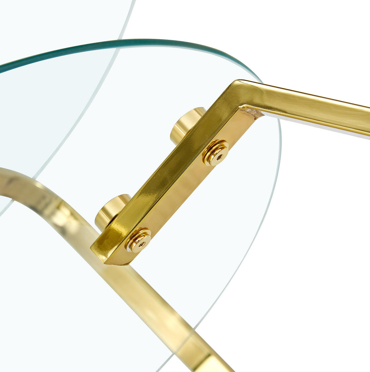 COUCHTISCH aus Metall und Sicherheitsglas in Gold mit 2 Ebenen - Goldfarben, Metall (80/80/45cm) - Modfu