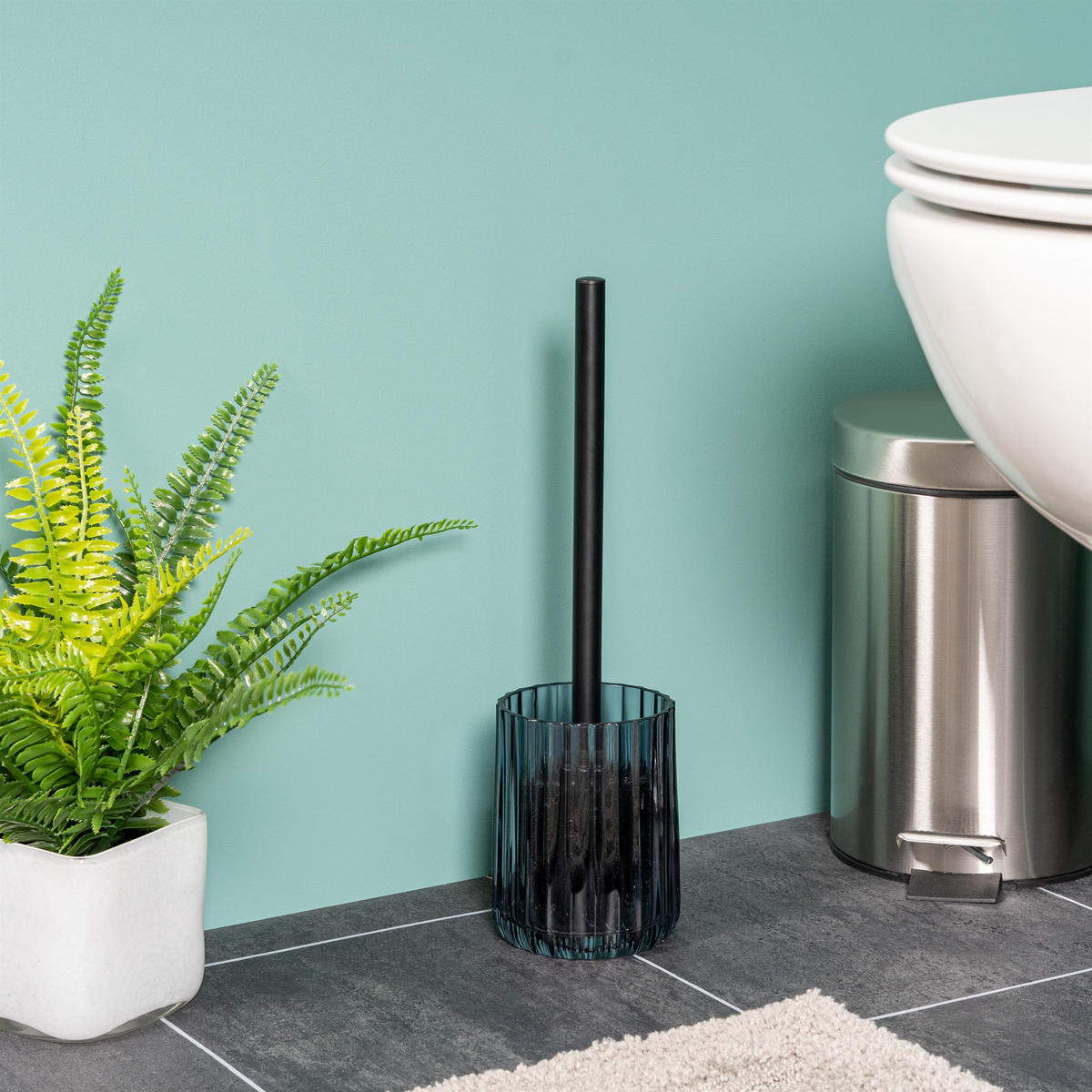 WC-GARNITUR, grau - Grau, Glas (10/36/10cm) - bremermann