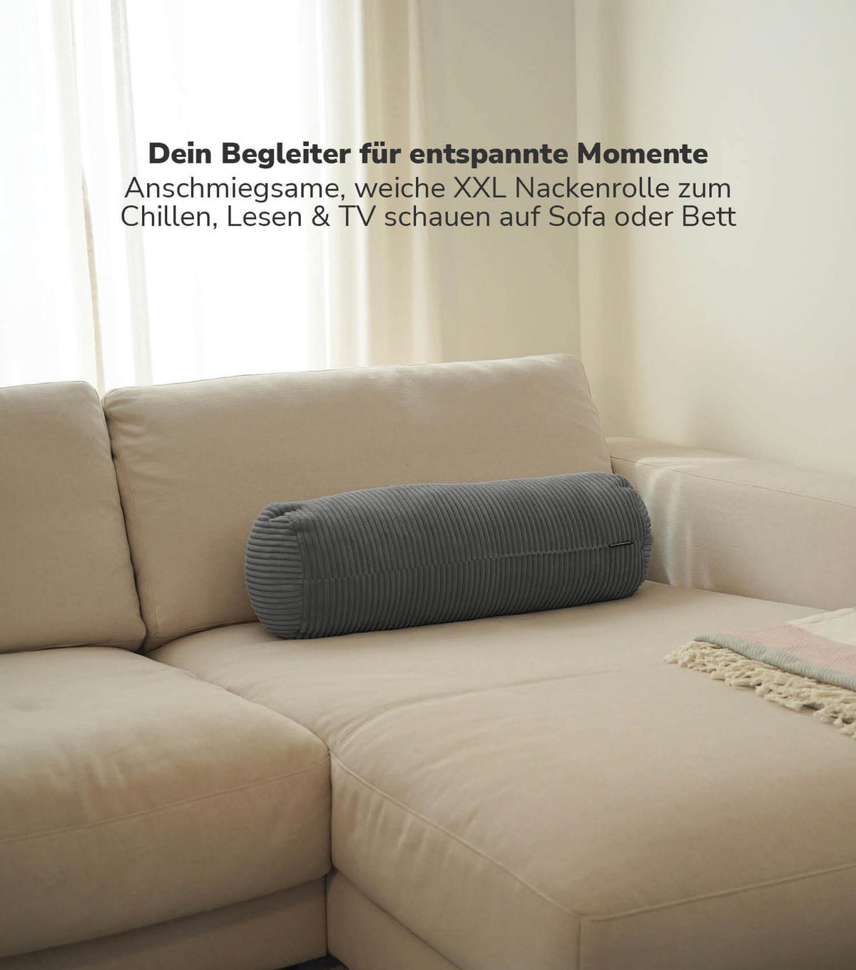 XXL-NACKENROLLE Das Nickerchen - Anthrazit, Textil (25/70cm) - Mokebo