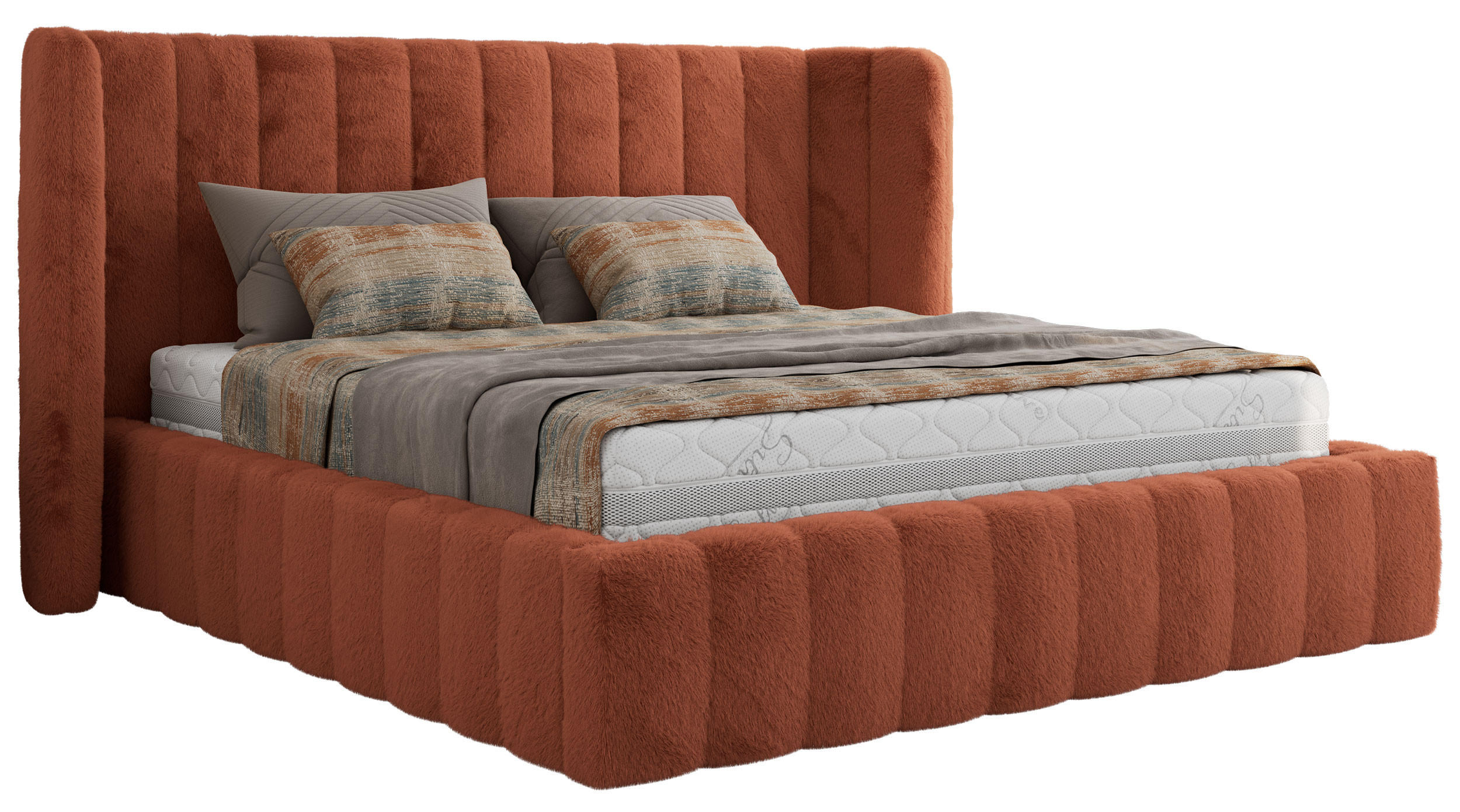 POLSTERBETT GOLETTA CLASSIC 200/200 - Orange Plüsch - ohne Matratze - Orange, Textil (200/200cm) - MKS