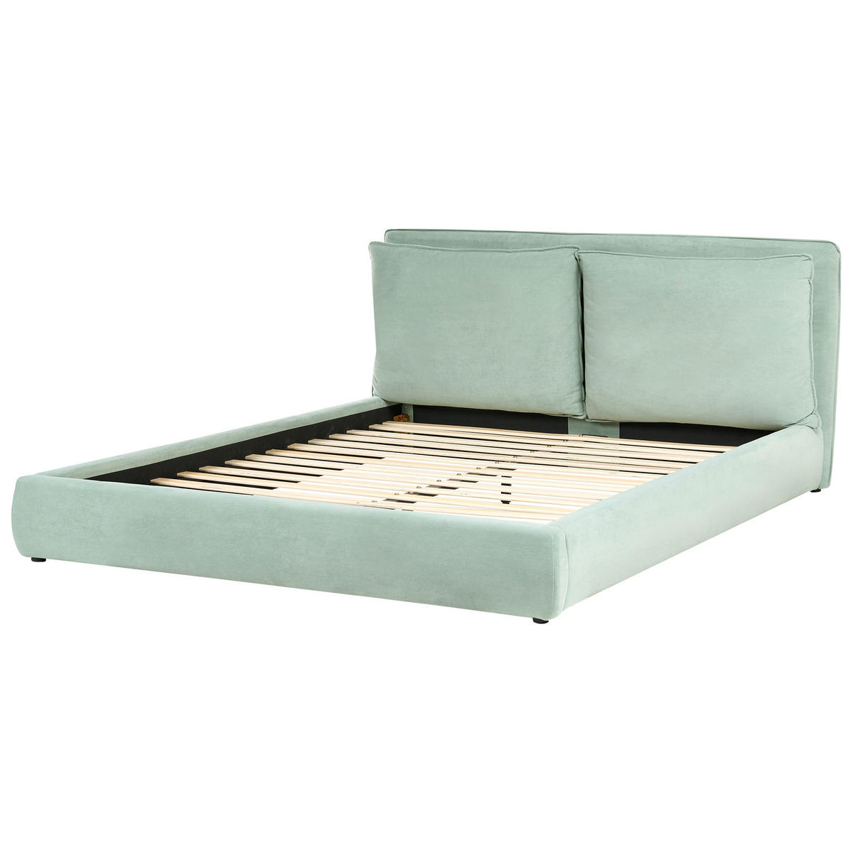 BETT mit Lattenrost 180/200 cm Mintgrün Bajonna - Schwarz/Mintgrün, Textil (180/200cm) - Beliani
