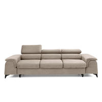 3-SITZER Sofa PLAZA mit Schlaffunktion 127x195 Velours Beige - Beige/Schwarz, Holz/Textil (260/90/100cm) - Muffo