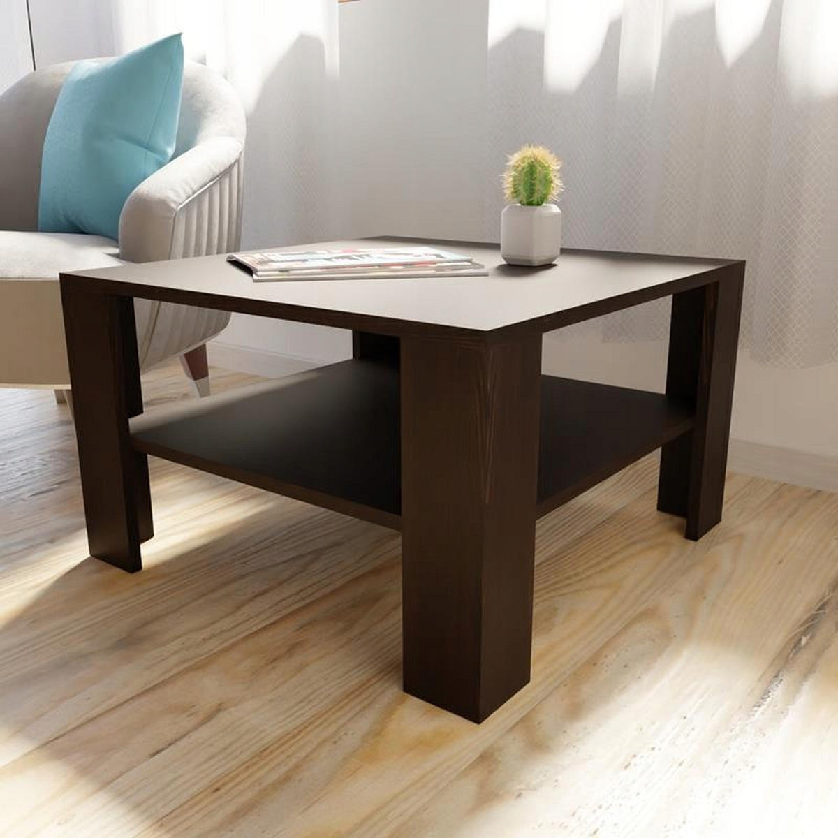 COUCHTISCH NIEDRIG EX3 Wenge 68/68/41 cm - Wengefarben, Holzwerkstoff (68/68/41cm) - Matkam Möbel