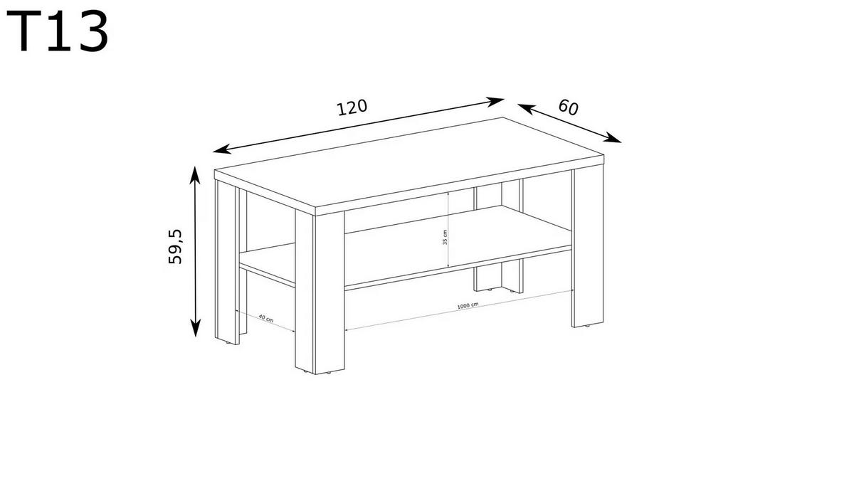 COUCHTISCH TADEUSZ T-13 - Dunkelbraun, Holzwerkstoff (60/120/59cm) - Meblini